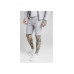 custom  Dual Stripe Poly Shorts - Grey & White